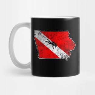 Iowa Dive Flag Scuba Diving State Map Dive Flag Distressed Mug